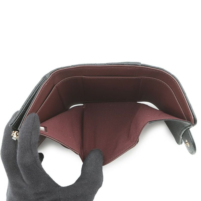 シャネル 三つ折り財布 マトラッセ ココマーク スモール フラップ ウォレット キャビアスキン AP0712 CHANEL 財布 黒