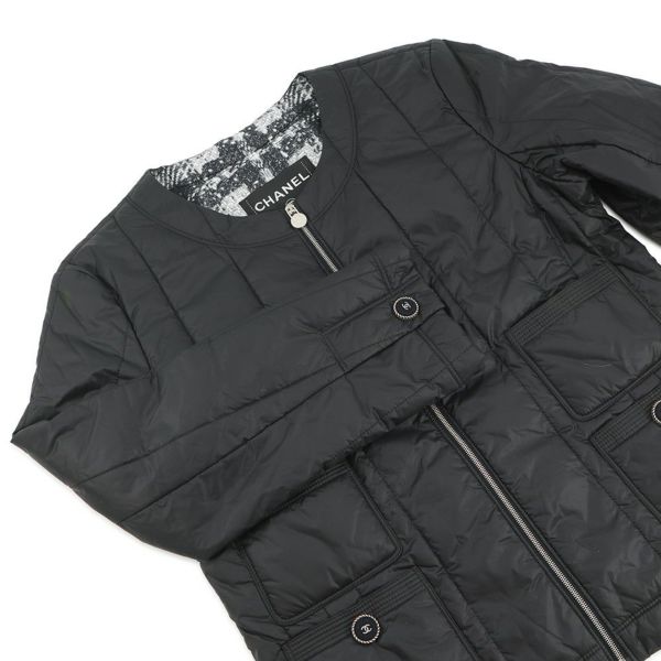 シャネル ダウンジャケット ココボタン ノーカラー キルティング レディースサイズ36 P46944 CHANEL 黒