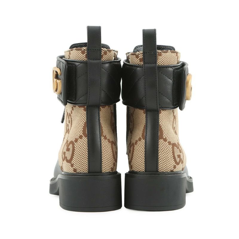 グッチ ブーツ ジャンボGG GGマーモント アンクル GGキャンバス/レザー レディースサイズ34 1/2 678984 GUCCI 靴 黒