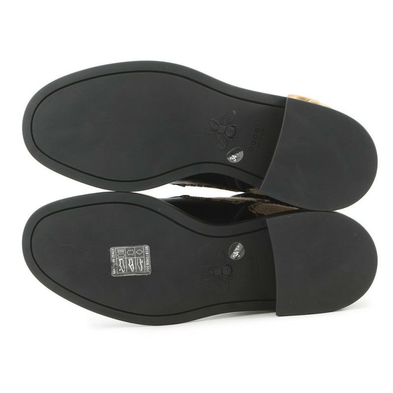 グッチ ブーツ ジャンボGG GGマーモント アンクル GGキャンバス/レザー レディースサイズ34 1/2 678984 GUCCI 靴 黒