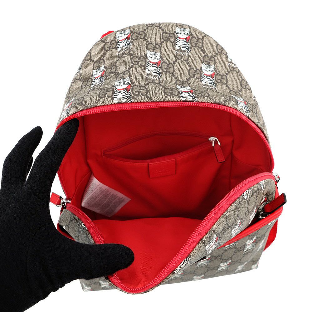 グッチ バックパック キャット 猫 チルドレンズ GGスプリーム/レザー 782708 GUCCI リュック キッズ