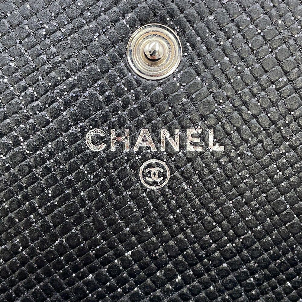 シャネル 長財布 マトラッセ ココマーク チェーンミー キャビアスキン A80002 CHANEL 二つ折り財布 黒