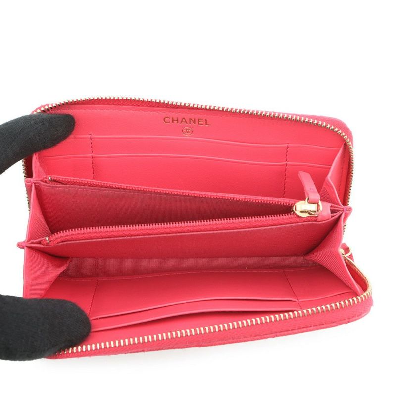 シャネル 長財布 マトラッセ スモール ジップウォレット ココマーク キャビアスキン CHANEL