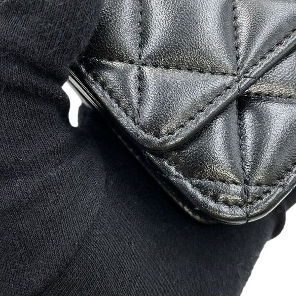 シャネル チェーンウォレット マトラッセ ココマーク ハートチェーン ラムスキン AP3201 CHANEL 黒