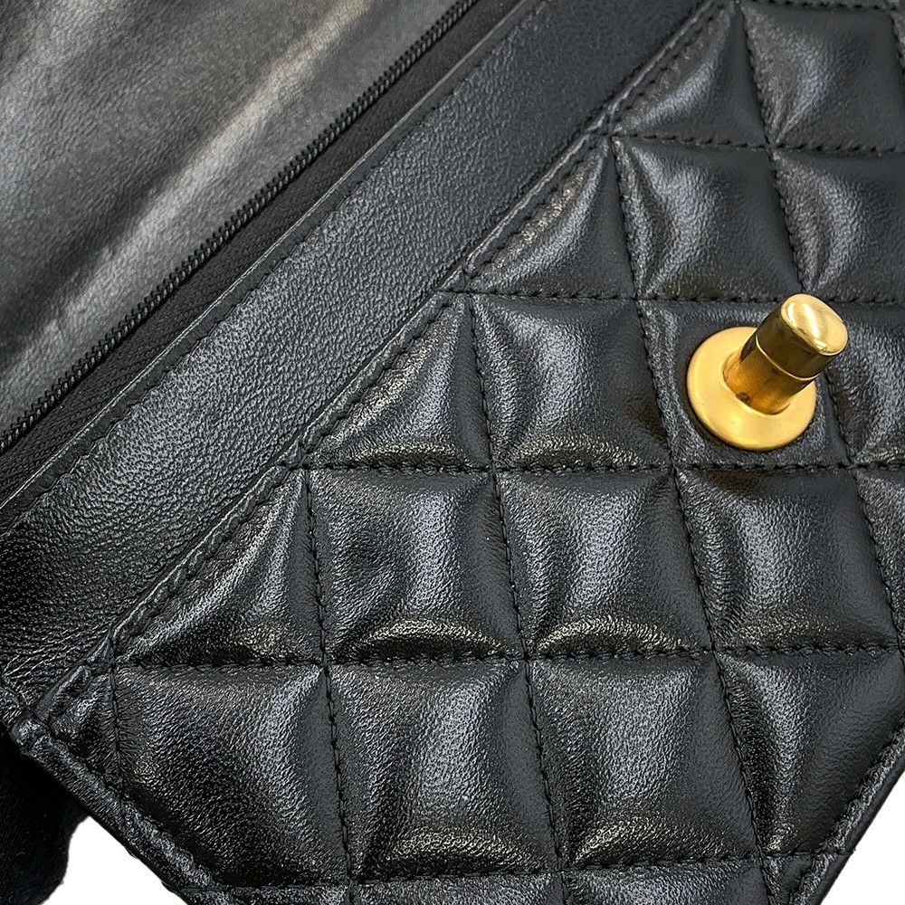 シャネル チェーンウォレット マトラッセ ココマーク ハートチェーン ラムスキン AP3201 CHANEL 黒