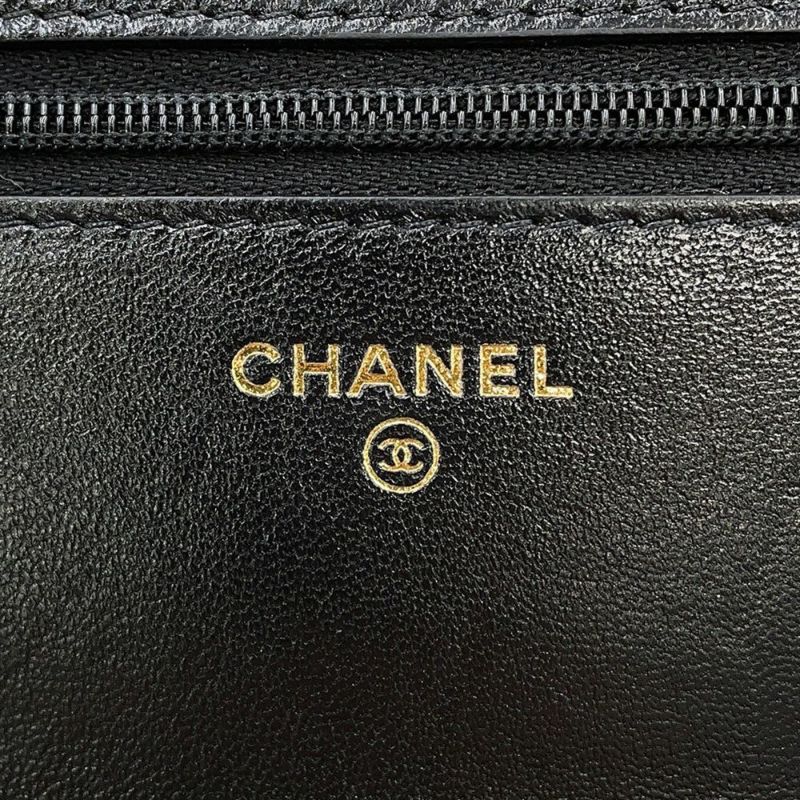 シャネル チェーンウォレット マトラッセ ココマーク ハートチェーン ラムスキン AP3201 CHANEL 黒