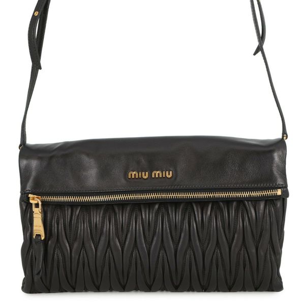 ミュウミュウ ショルダーバッグ マテラッセ クラッチ レザー RP0385 MIUMIU 2wayクラッチバッグ 黒