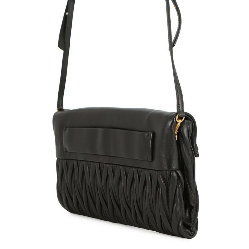 ミュウミュウ ショルダーバッグ マテラッセ クラッチ レザー RP0385 MIUMIU 2wayクラッチバッグ 黒