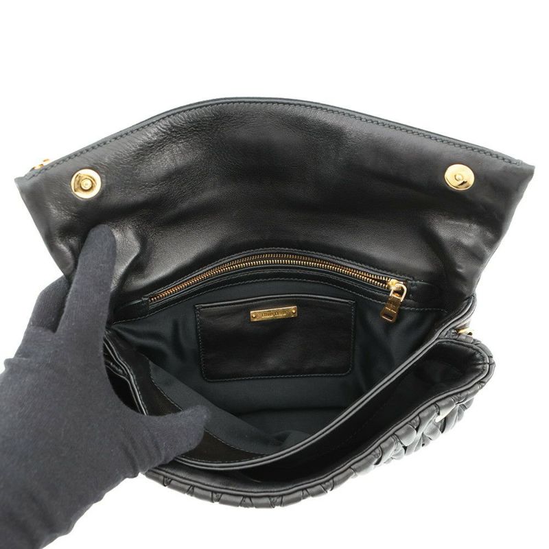 ミュウミュウ ショルダーバッグ マテラッセ クラッチ レザー RP0385 MIUMIU 2wayクラッチバッグ 黒