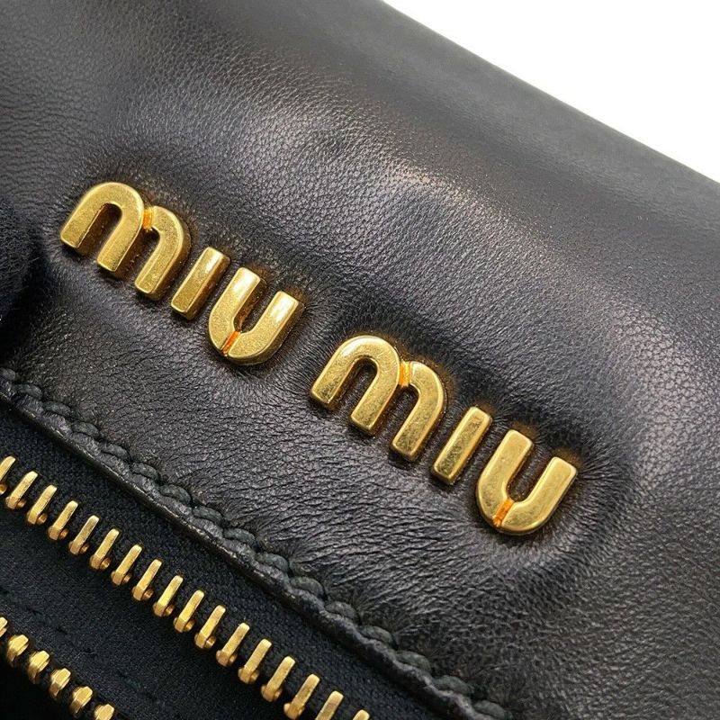 ミュウミュウ ショルダーバッグ マテラッセ クラッチ レザー RP0385 MIUMIU 2wayクラッチバッグ 黒