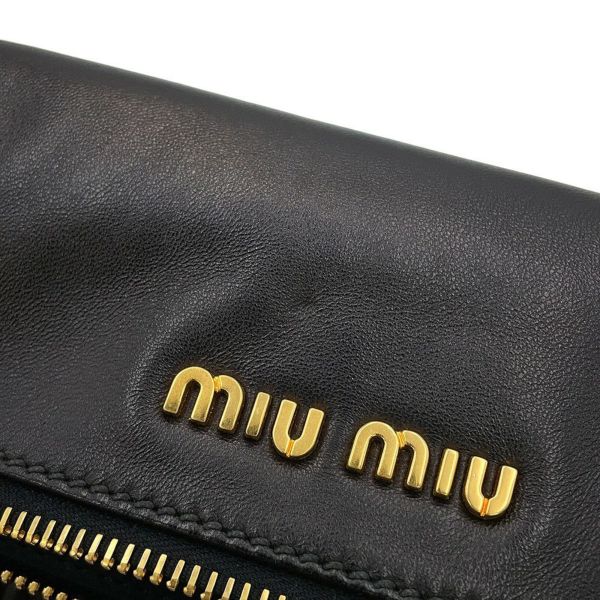 ミュウミュウ ショルダーバッグ マテラッセ クラッチ レザー RP0385 MIUMIU 2wayクラッチバッグ 黒