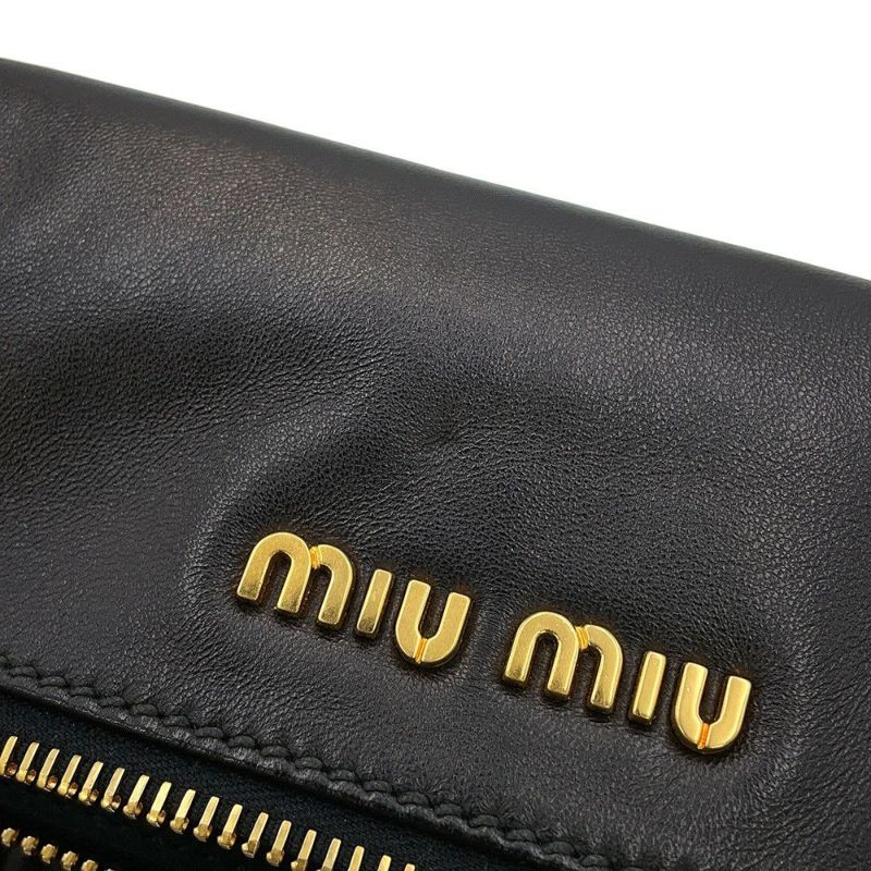 ミュウミュウ ショルダーバッグ マテラッセ クラッチ レザー RP0385 MIUMIU 2wayクラッチバッグ 黒