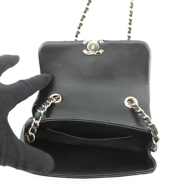 シャネル ショルダーバッグ マトラッセ ココマーク チェーンクラッチバッグ カーフレザー AP4593 CHANEL 黒