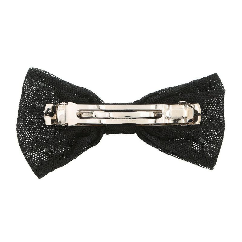 シャネル バレッタ ココマーク リボン コットン 24A CAHNEL ヘアアクセサリー 黒