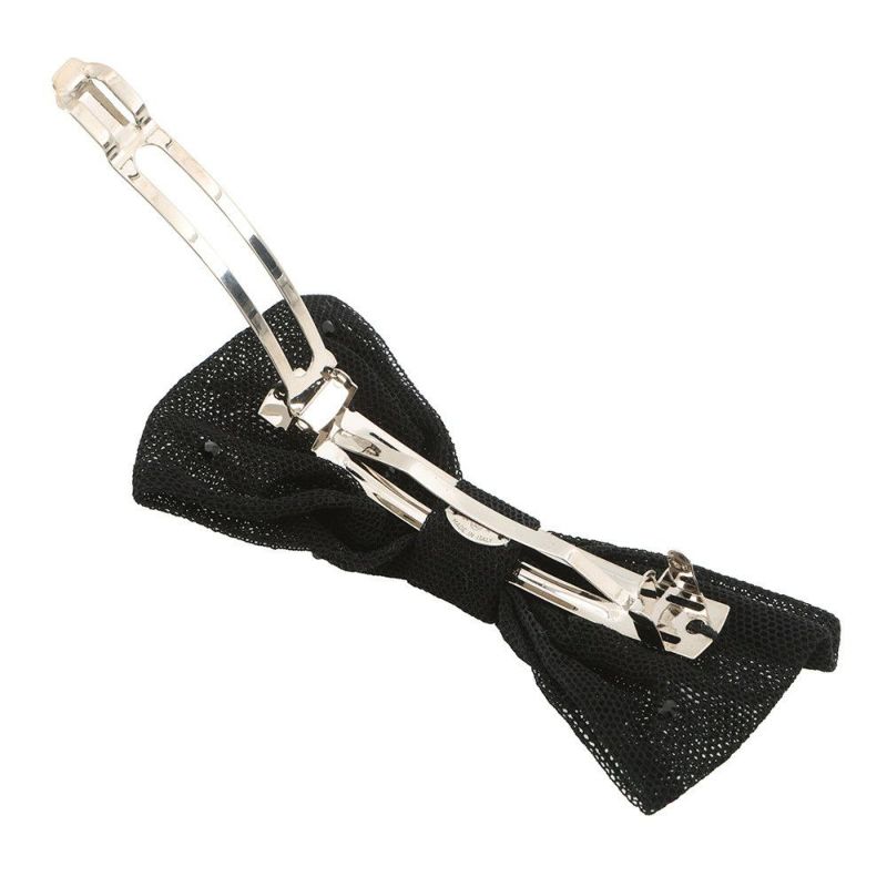 シャネル バレッタ ココマーク リボン コットン 24A CAHNEL ヘアアクセサリー 黒