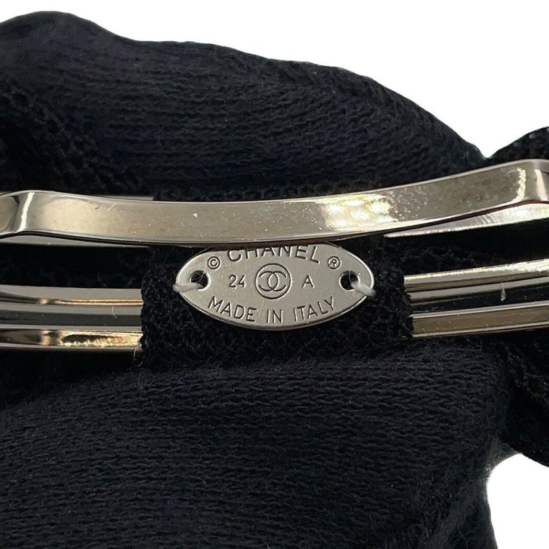 シャネル バレッタ ココマーク リボン コットン 24A CAHNEL ヘアアクセサリー 黒