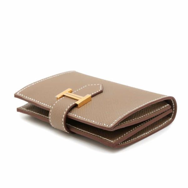 エルメス カードケース ベアン ミニ エトゥープ/ゴールド金具 エプソン W刻印 HERMES 名刺入れ