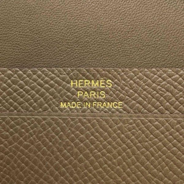 エルメス カードケース ベアン ミニ エトゥープ/ゴールド金具 エプソン W刻印 HERMES 名刺入れ