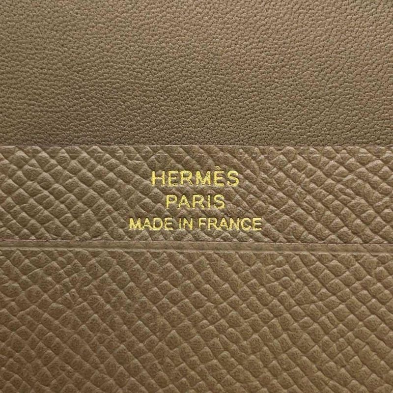 エルメス カードケース ベアン ミニ エトゥープ/ゴールド金具 エプソン W刻印 HERMES 名刺入れ