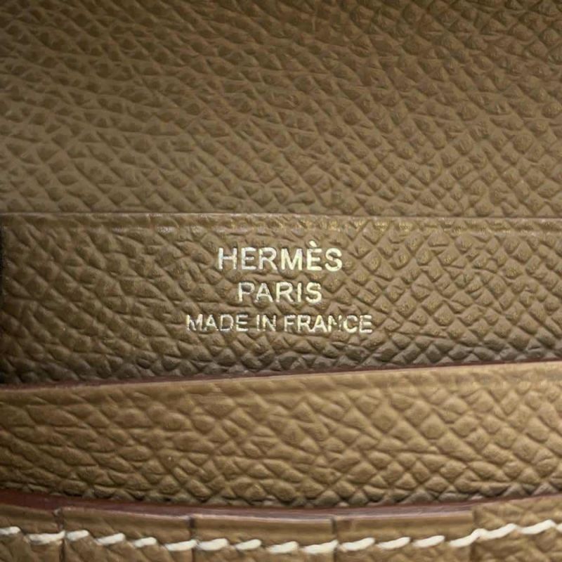 エルメス 二つ折り財布 ベアンコンパクト エトゥープ/シルバー金具 エプソン W刻印 HERMES 財布