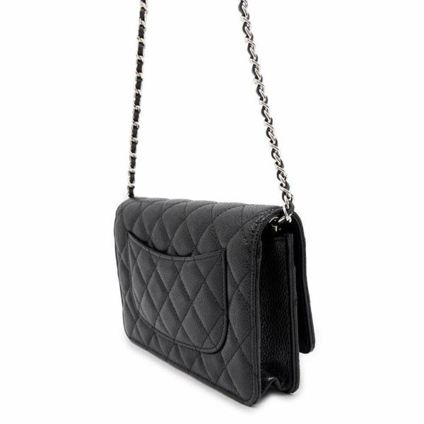 シャネル チェーンウォレット マトラッセ ココマーク キャビアスキン A33814 CHANEL 財布 黒