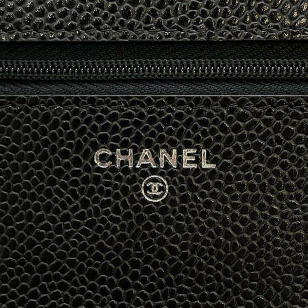 シャネル チェーンウォレット マトラッセ ココマーク キャビアスキン A33814 CHANEL 財布 黒