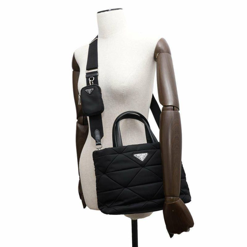 プラダ ハンドバッグ ミニ パデッド ナイロン/レザー 1BG373 PRADA 2wayショルダーバッグ 黒