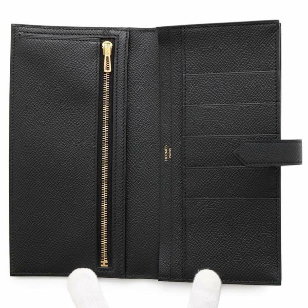 エルメス 長財布 ベアンスフレ ブラック/ゴールド金具 エプソン W刻印 HERMES 財布