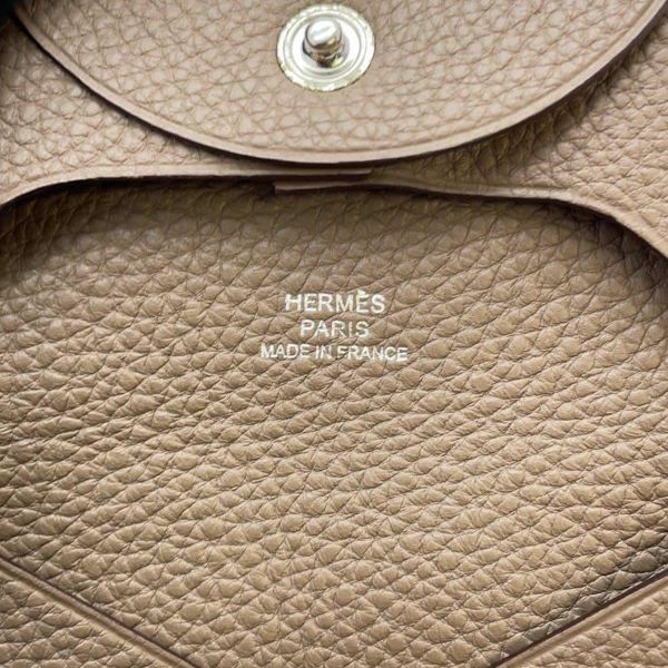 エルメス コインケース バスティア エトゥープ/シルバー金具 トゴ □L刻印 HERMES シェーブル