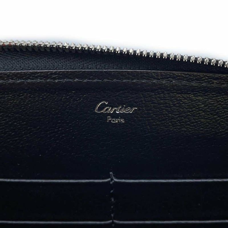 カルティエ 長財布 マルチェロ ラウンドファスナー レザー Cartier 黒 財布