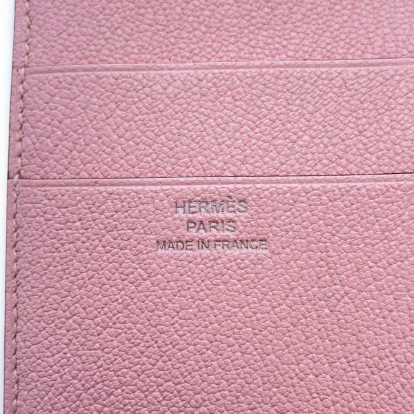 エルメス 三つ折り財布 ベアン コンビネ ローズサクラ/シルバー金具 シェブルミゾル Z刻印 HERMES 財布