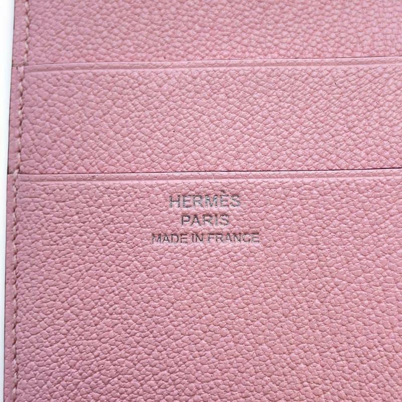 エルメス 三つ折り財布 ベアン コンビネ ローズサクラ/シルバー金具 シェブルミゾル Z刻印 HERMES 財布