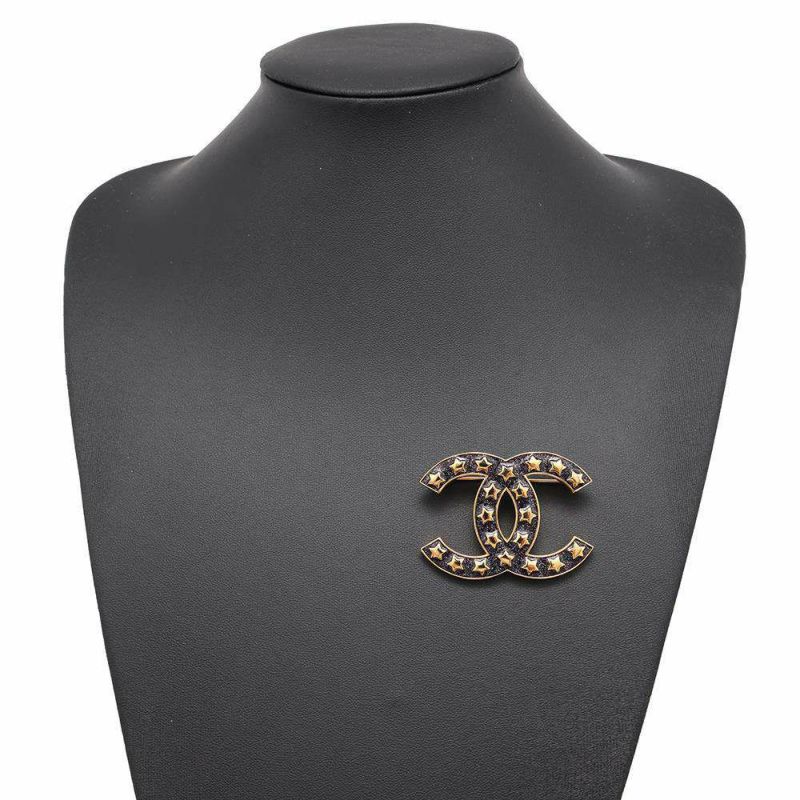 シャネル ブローチ ココマーク コメット スター I24 C ABC686 CAHNEL アクセサリー 黒