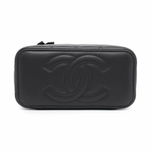 シャネル チェーンショルダーバッグ マトラッセ ココマーク バニティ ラムスキン AP2199 CHANEL ヴァニティ 黒