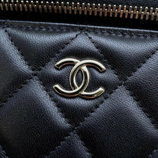 シャネル チェーンショルダーバッグ マトラッセ ココマーク バニティ ラムスキン AP2199 CHANEL ヴァニティ 黒