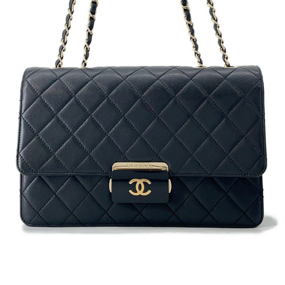 シャネル チェーンショルダーバッグ ココマーク ビューティーロック マトラッセ レザー A93223 CHANEL 黒