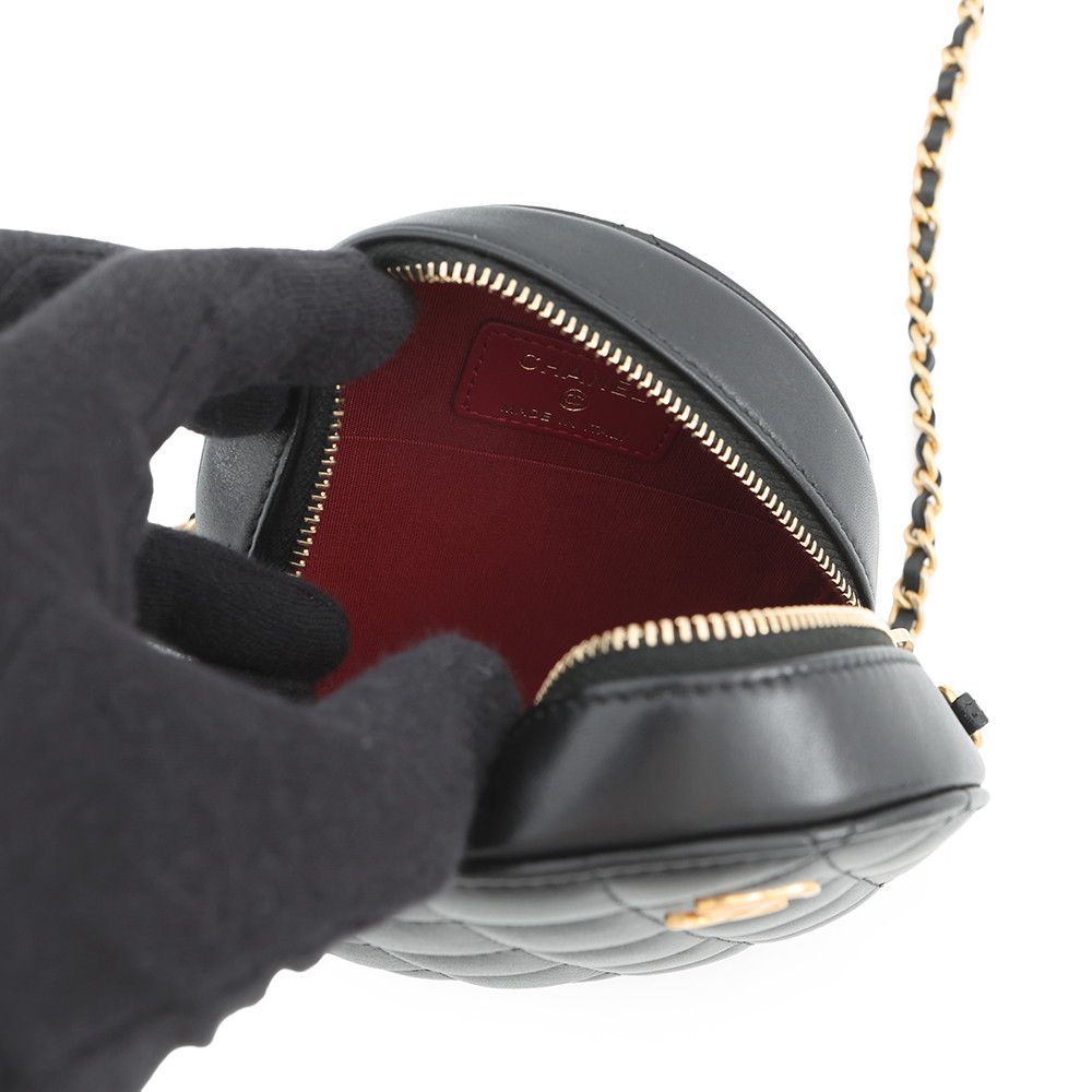 シャネル チェーンショルダーバッグ ミニ マトラッセ ココマーク ラムスキン AP1894 CHANEL 黒