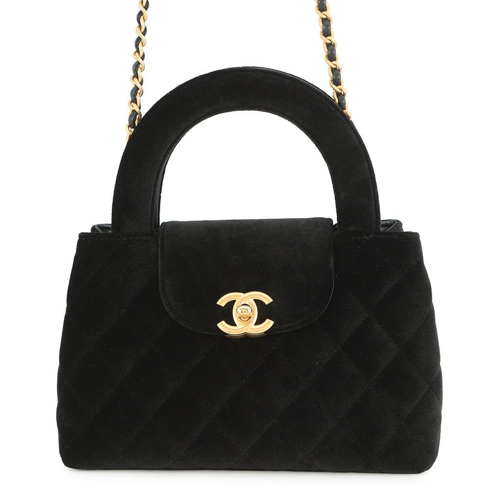 シャネル ハンドバッグ ミニ マトラッセ ココマーク ベロア/レザー AS4416 CHANEL 2wayショルダーバッグ 黒