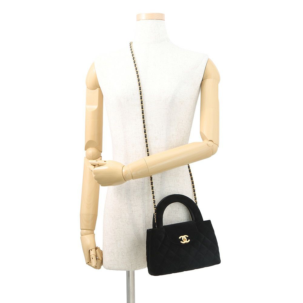 シャネル ハンドバッグ ミニ マトラッセ ココマーク ベロア/レザー AS4416 CHANEL 2wayショルダーバッグ 黒