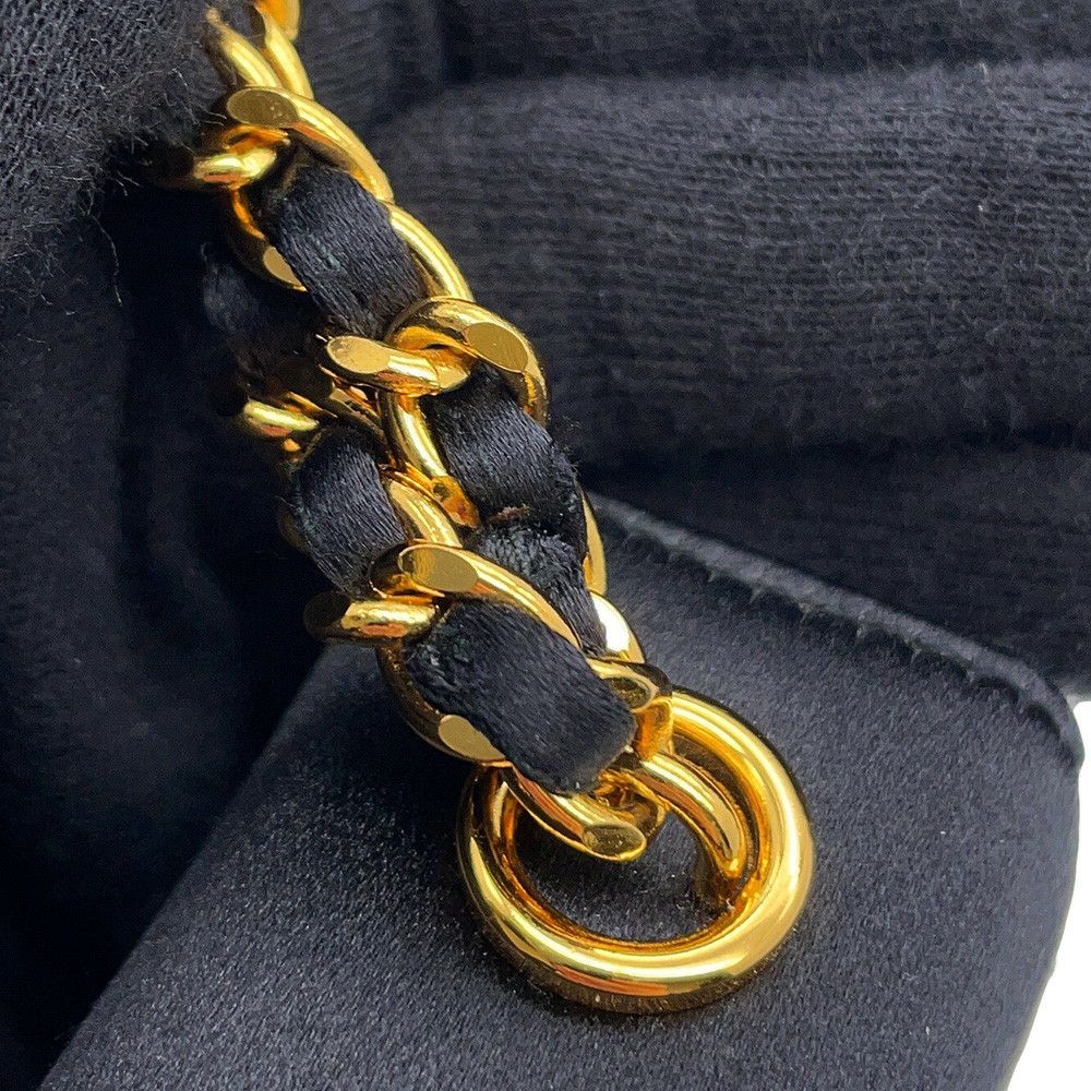 シャネル ハンドバッグ 結びチェーン カメリア サテン CHANEL パーティバッグ 黒
