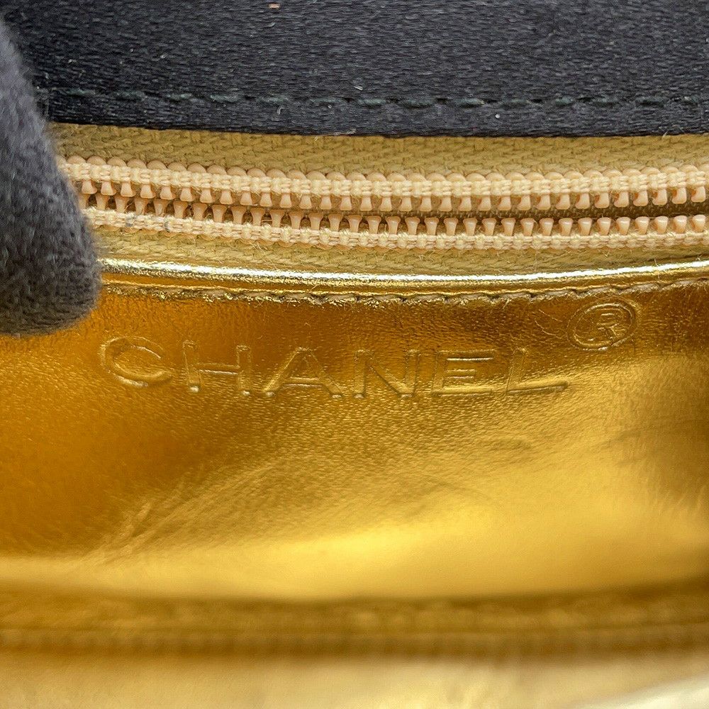 シャネル ハンドバッグ 結びチェーン カメリア サテン CHANEL パーティバッグ 黒