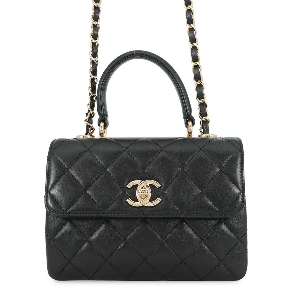 シャネル ハンドバッグ ココマーク マトラッセ トップハンドル ミニ フラップ ラムスキン AS4654 CHANEL 2wayショルダー 黒