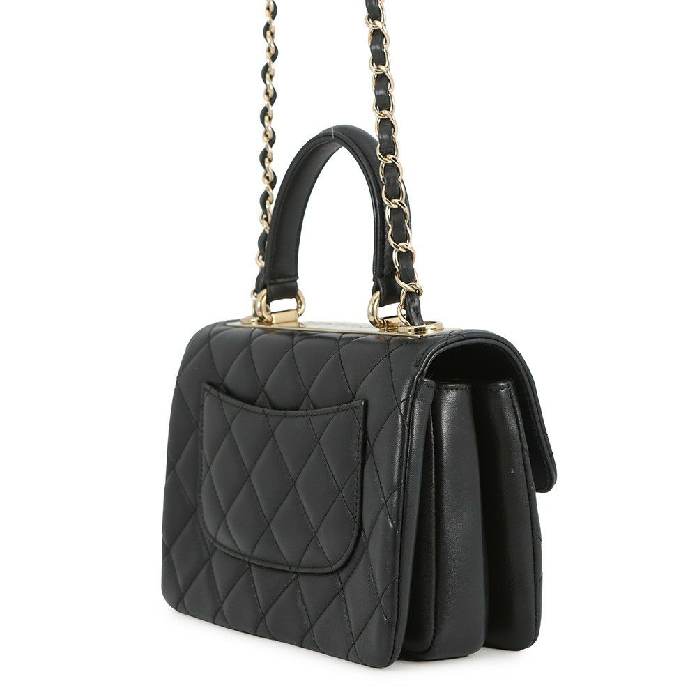 シャネル ハンドバッグ ココマーク マトラッセ トップハンドル ミニ フラップ ラムスキン AS4654 CHANEL 2wayショルダー 黒