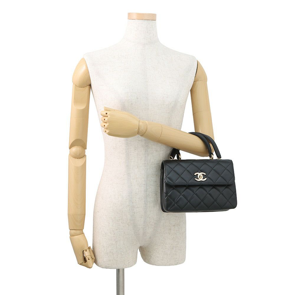 シャネル ハンドバッグ ココマーク マトラッセ トップハンドル ミニ フラップ ラムスキン AS4654 CHANEL 2wayショルダー 黒