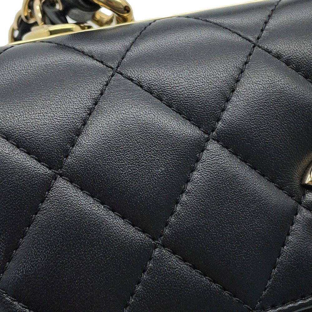 シャネル ハンドバッグ ココマーク マトラッセ トップハンドル ミニ フラップ ラムスキン AS4654 CHANEL 2wayショルダー 黒