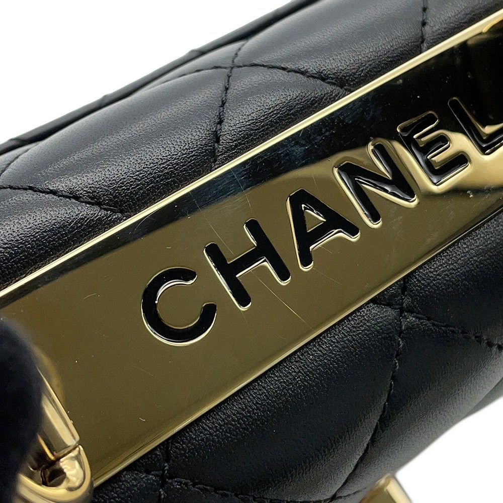 シャネル ハンドバッグ ココマーク マトラッセ トップハンドル ミニ フラップ ラムスキン AS4654 CHANEL 2wayショルダー 黒