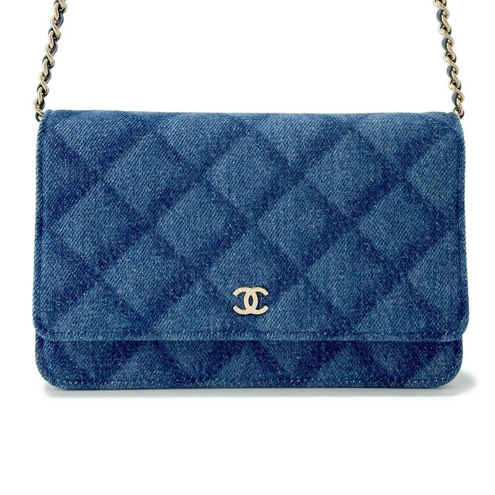シャネル チェーンウォレット マトラッセ ココマーク デニム/レザー AP0250 CHANEL 財布