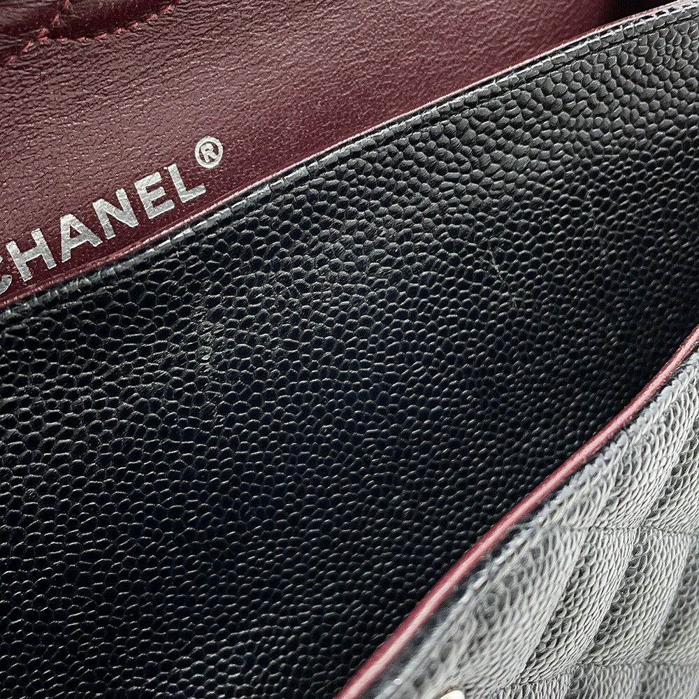 シャネル チェーンショルダーバッグ マトラッセ25 ココマーク ダブルチェーン キャビアスキン A01112 CHANEL 黒