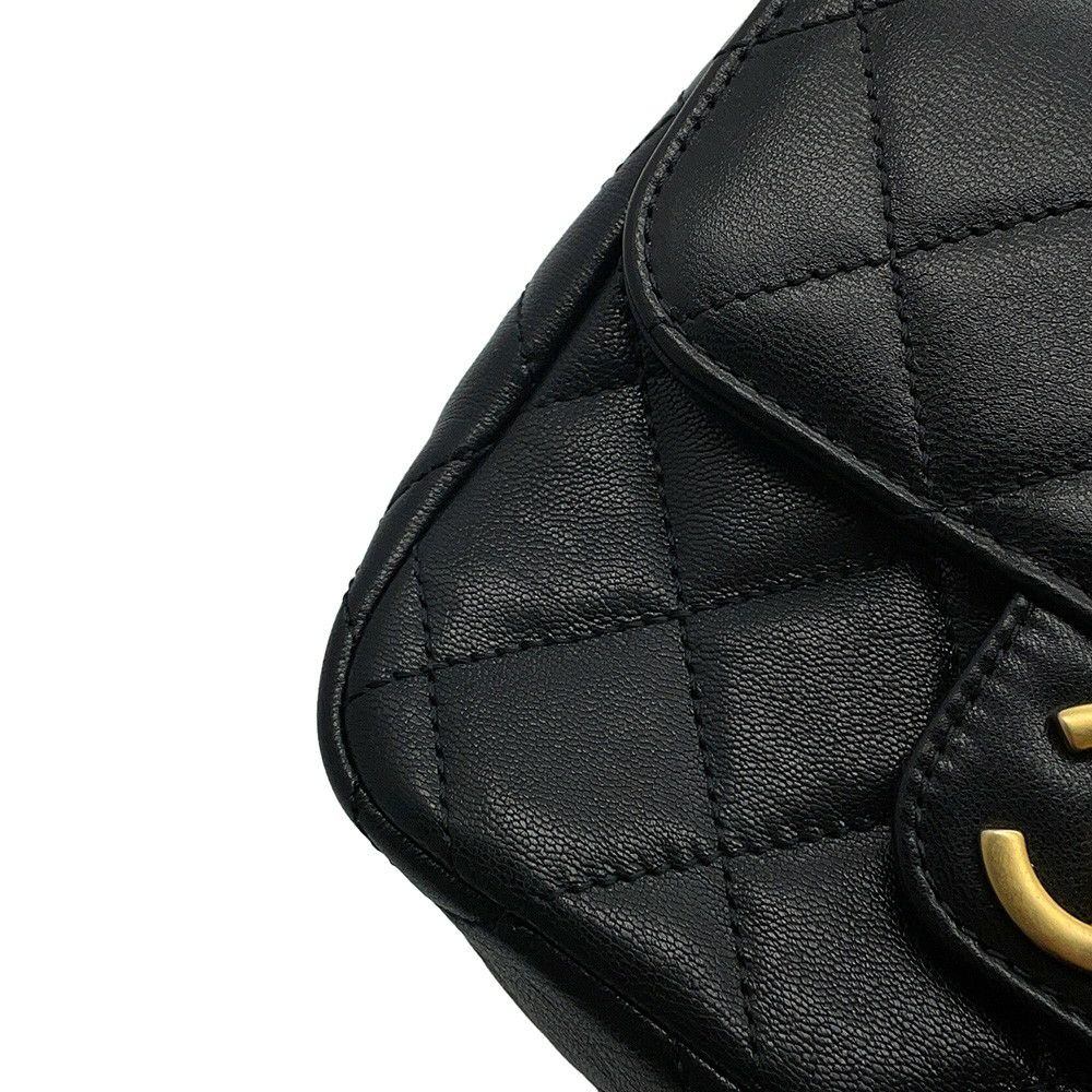 シャネル チェーンショルダーバッグ ココマーク マトラッセ ラムスキン AS3950 CHANEL 黒