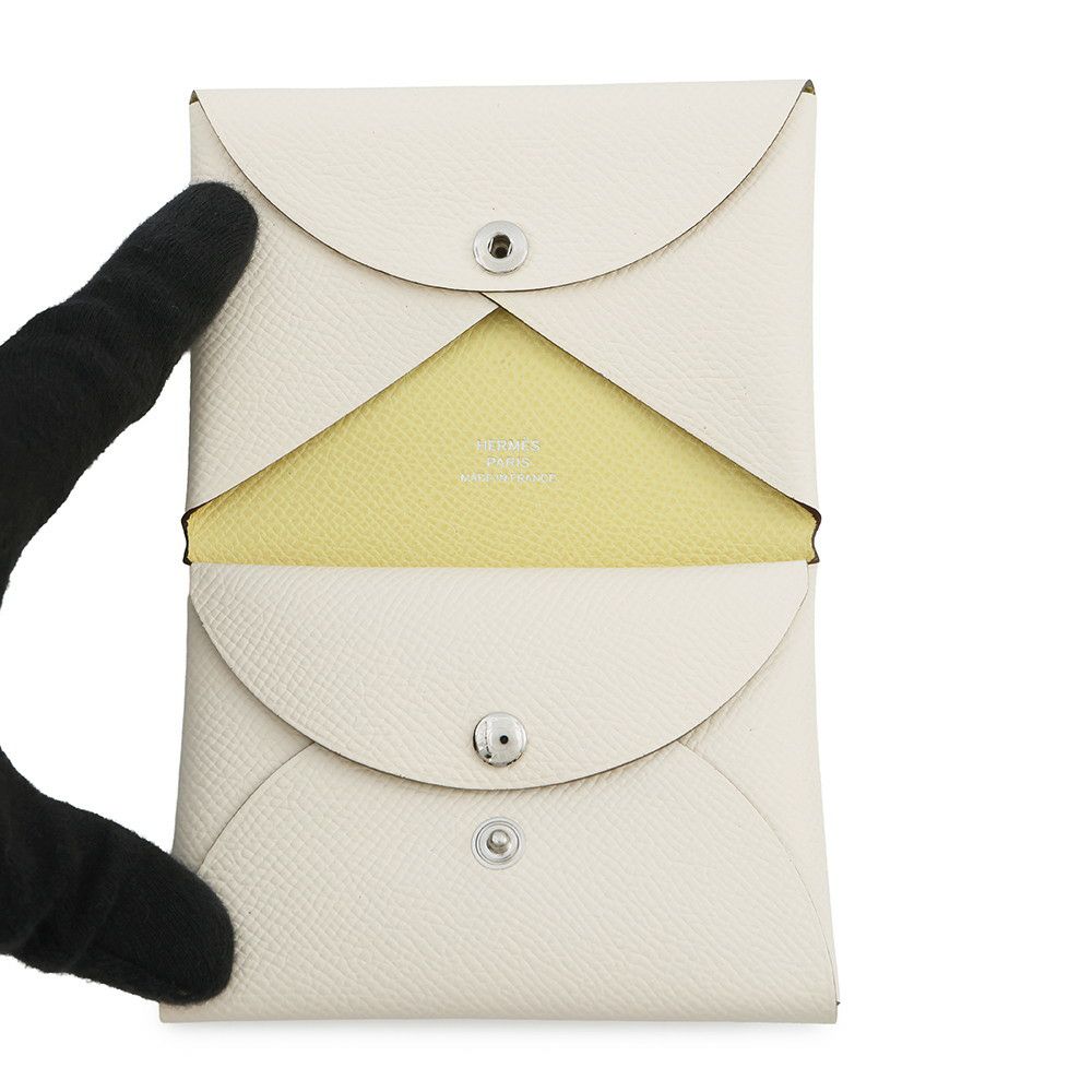 エルメス コインケース カルヴィ デュオ ヴェルソ ナタ/ジョーヌプッサン/シルバー金具 エプソン U刻印